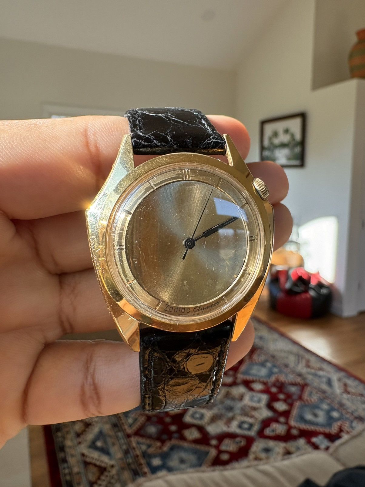 Other Zodiac Olympos 703-918 VTG 70s Mystery Dial 17J Swiss Auto Size ONE SIZE - 1 Thumbnail