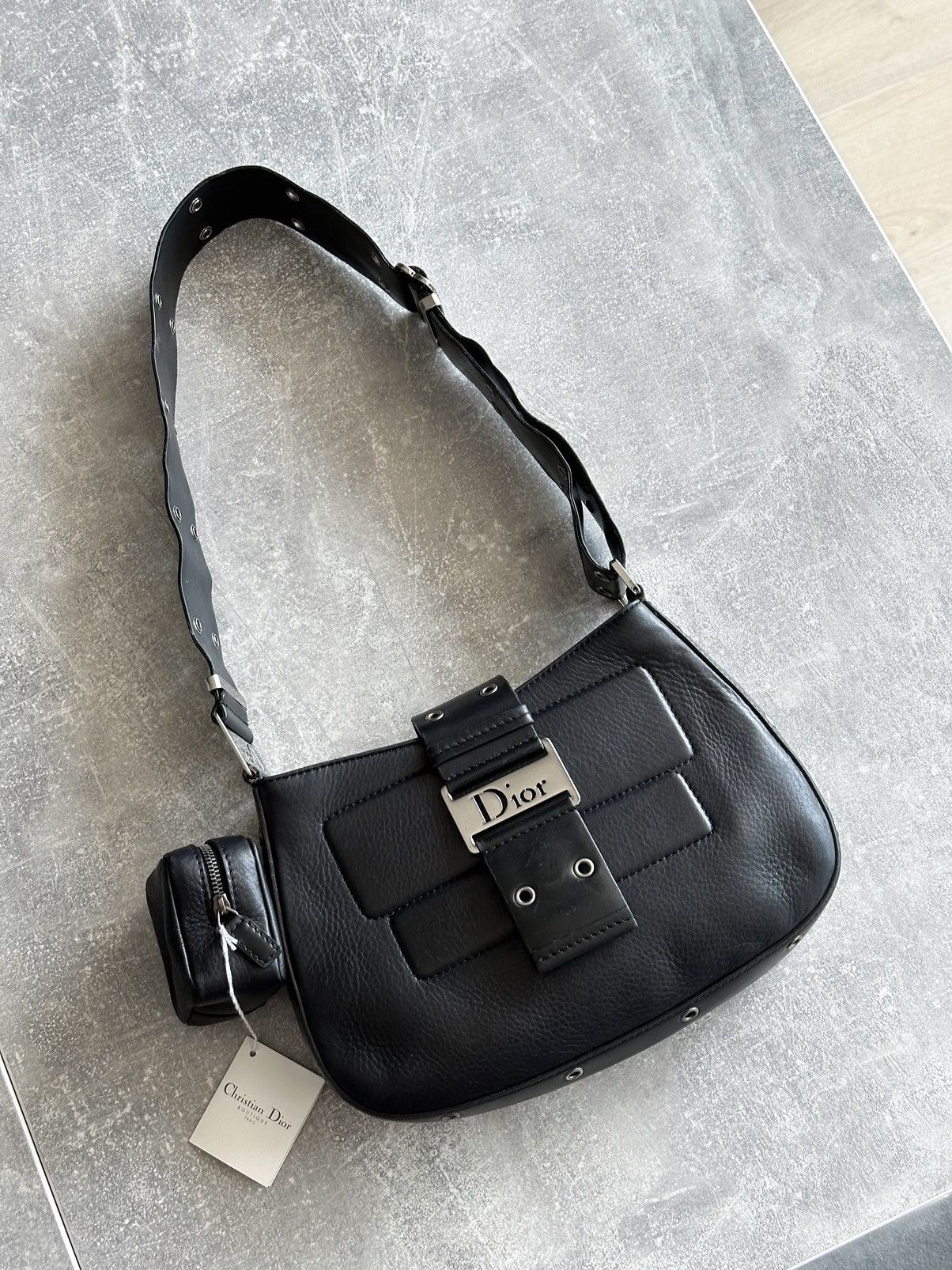 Dior DIOR Street Chic Columbus Evening Black Leather Shoulder Bag Size ONE SIZE - 2 Thumbnail