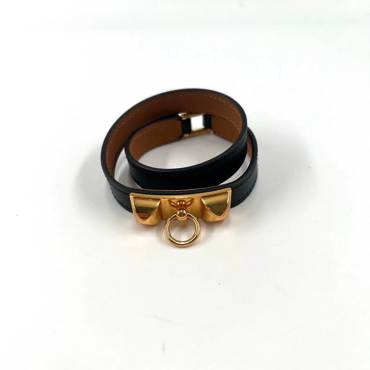 Hermes × Vintage Hermes H Black Leather Bracelet | Grailed