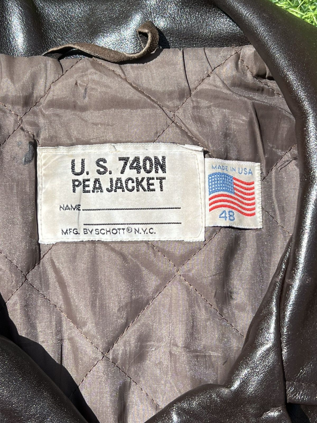 Schott Vintage Schott NYC U.S. 740N Leather Naval Pea Coat Size 48 Size US M / EU 48-50 / 2 - 2 Thumbnail