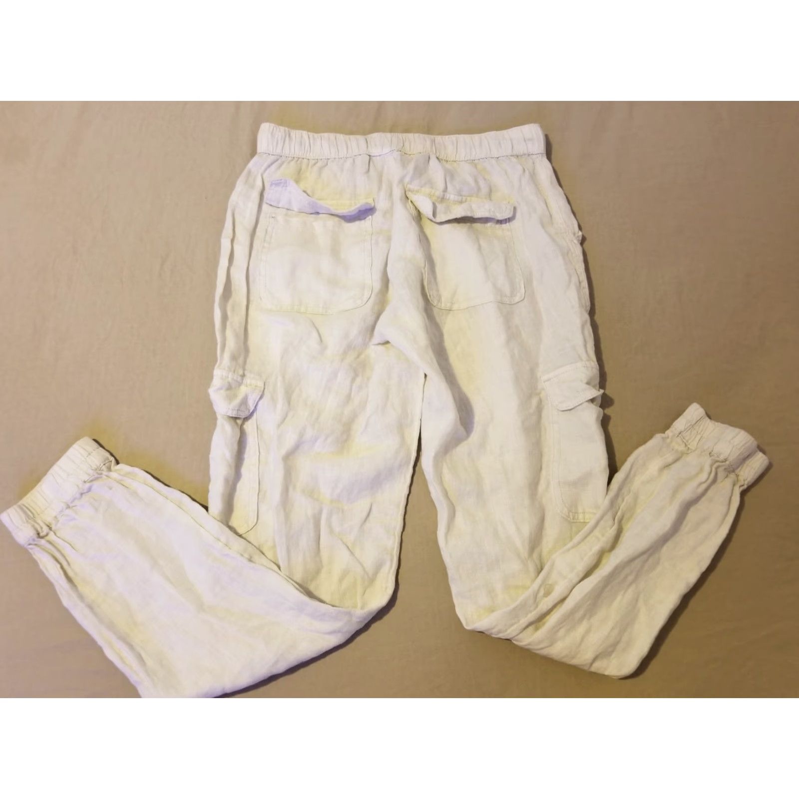 Nicole Miller Womens Nicole Miller Linen Dress Pants S Small Khaki Slack Trouser Beige Pockets Dress Pants Summer Spring Fall Mens Womens Size 28" / US 6 / IT 42 - 2 Thumbnail