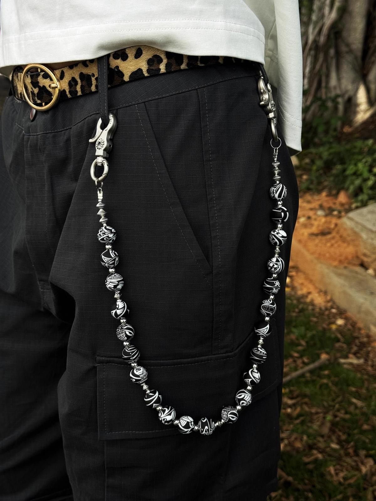 Jewelry Cashew Bead Pants Wallet Chain,y2K Jeans Chain in Silver, Men's