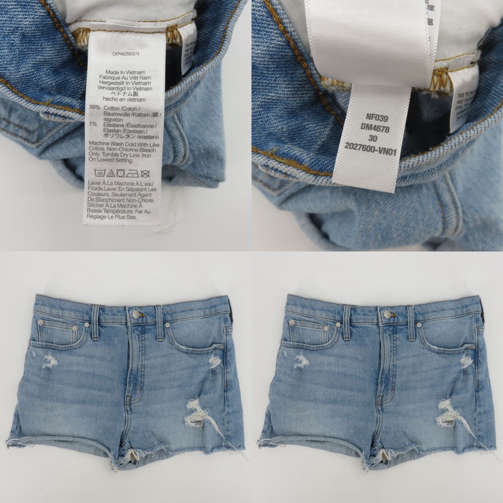 Madewell VINTAGE Madewell The Perfect Jean Short Women 30 Denim Blue 5-Pocket Pockets Distressed Raw Hem Casual Summer Spring Size 30" / US 8 / IT 44 - 8 Thumbnail