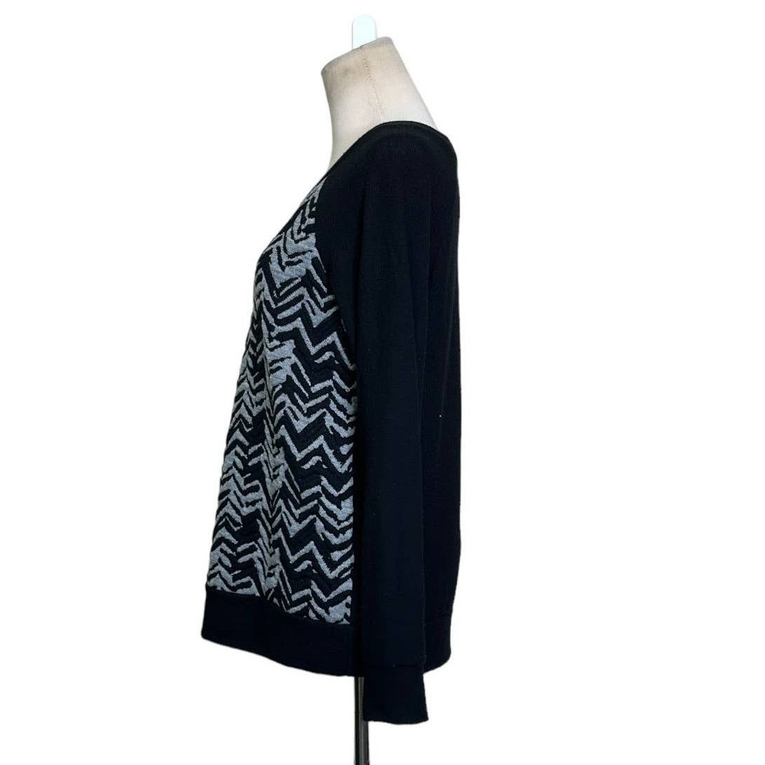 Anthropologie Le Lis black gray chevron knit long sleeves sweater size M Size M / US 6-8 / IT 42-44 - 7 Thumbnail