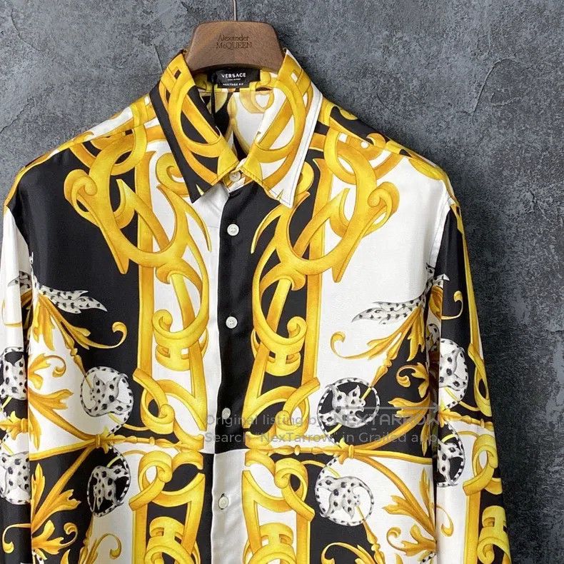 Versace Versace Classic mulberry silk baroque print shirt Size US L / EU 52-54 / 3 - 4 Thumbnail
