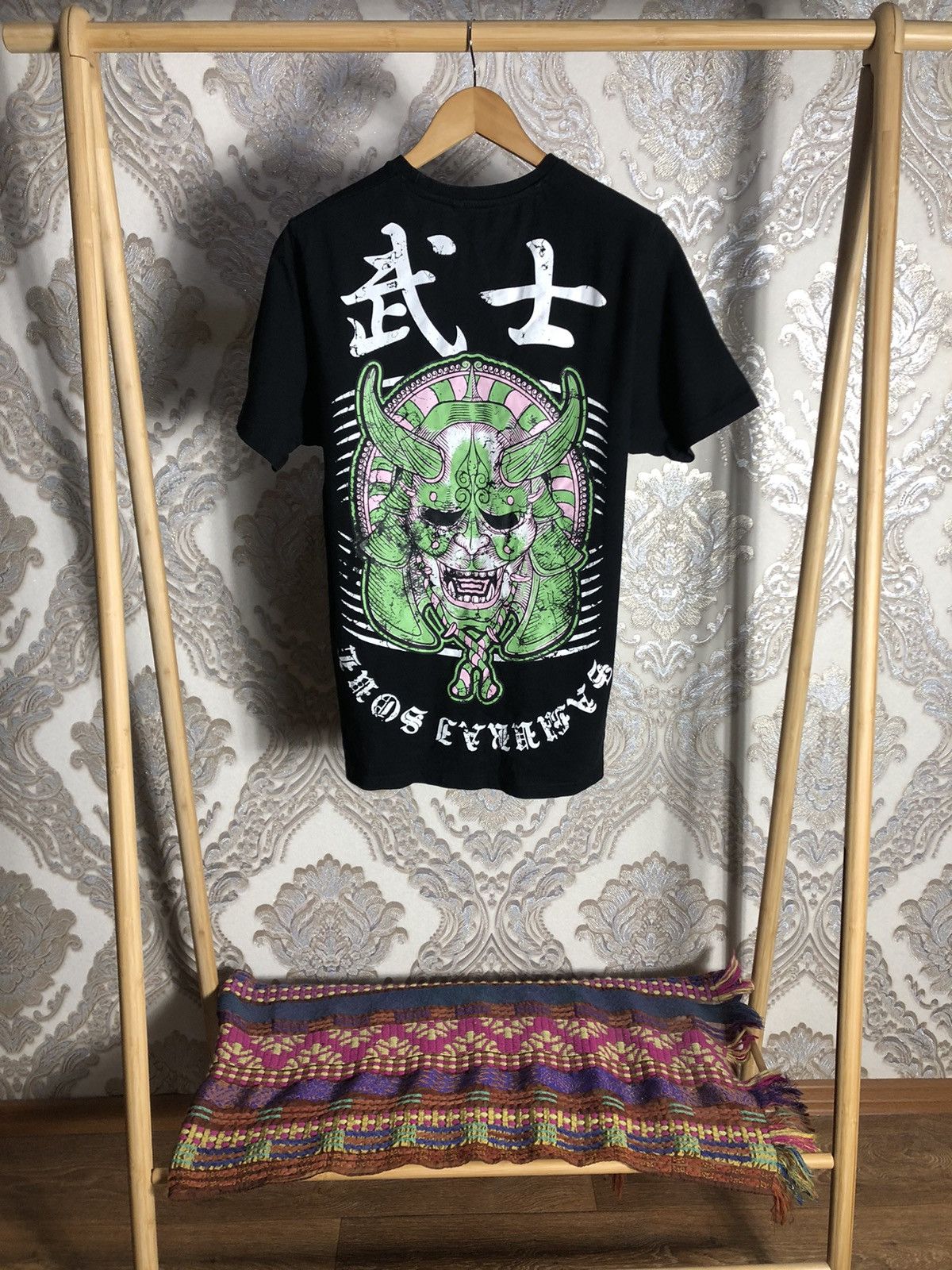 VERY RARE YAKUZA SAMURAI DEMON MASK JAPAN STYLE T-SHIRT Y2K