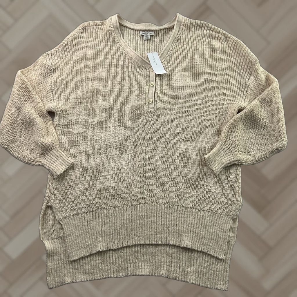 American Eagle Outfitters VINTAGE American Eagle Oversized Button Front Knit Sweater Women's XS/S Beige Size S / US 4 / IT 40 - 1 Thumbnail