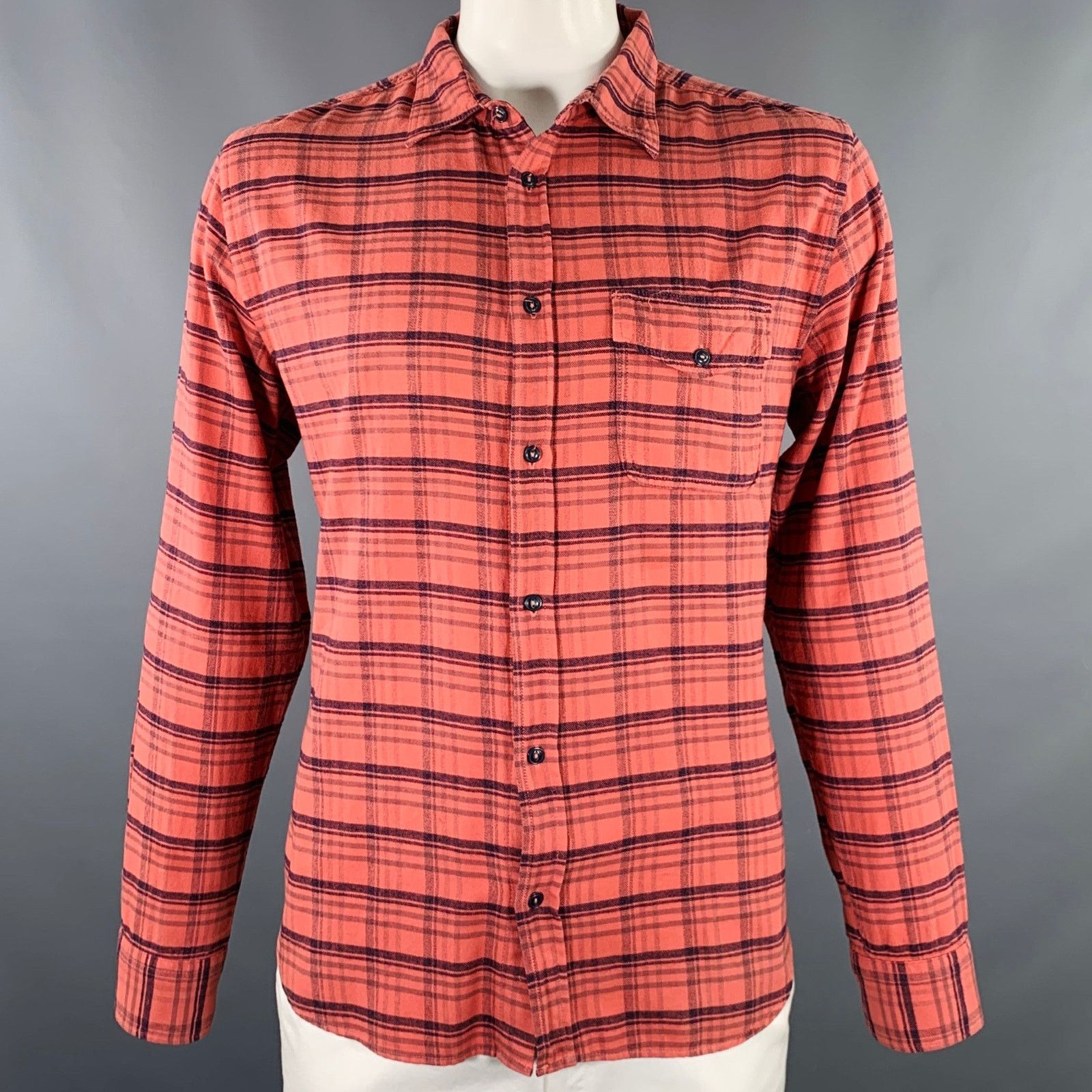 Other Grey Brick Plaid Cotton One Pocket Long Sleeve Shirt Size US L / EU 52-54 / 3 - 1 Thumbnail