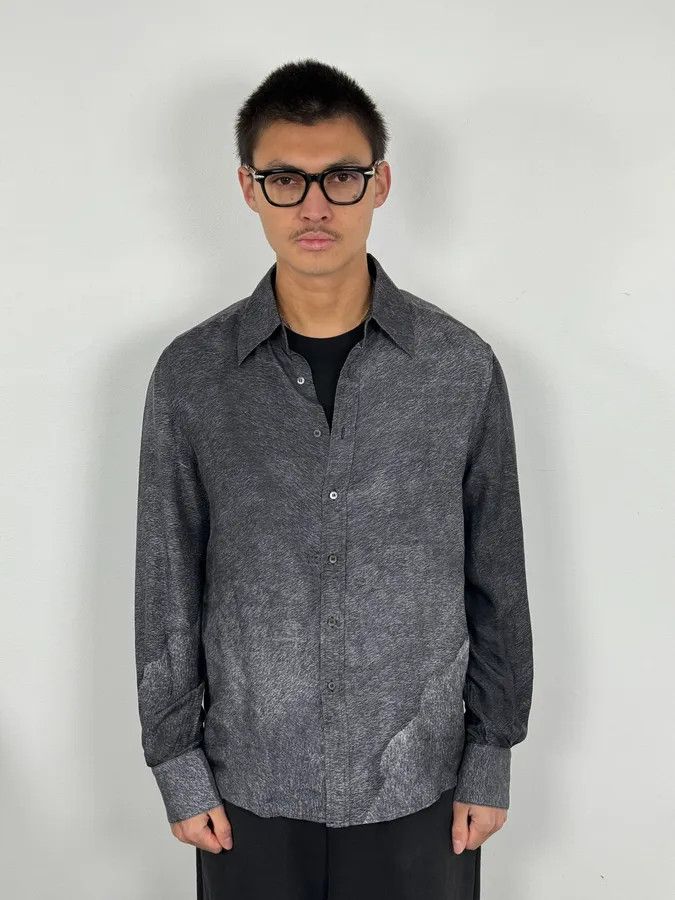 Roberto Cavalli 2000s Roberto Cavalli Grey Abstract Shirt Size US M / EU 48-50 / 2 - 2 Thumbnail