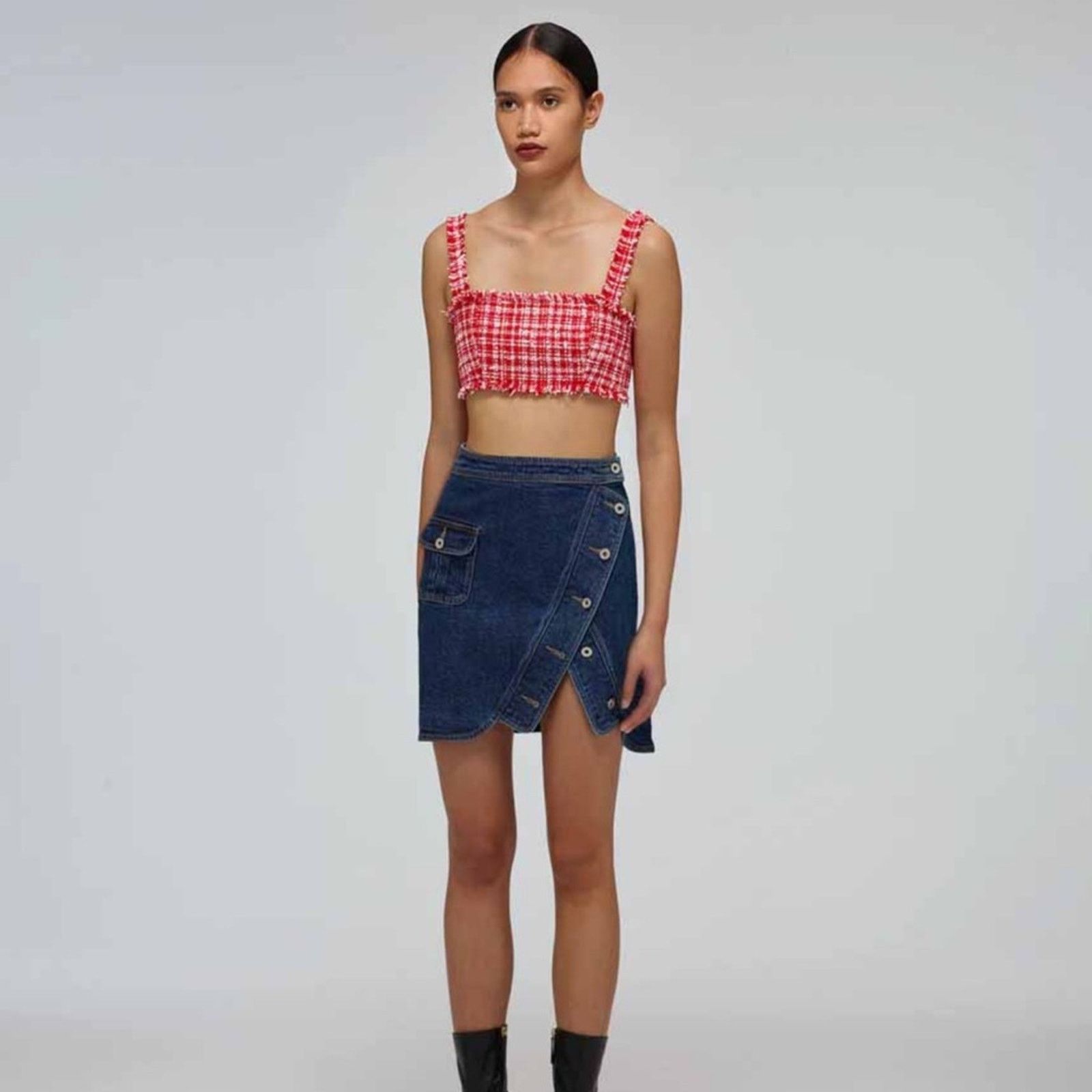 Self-Portrait NWT Self-Portrait Red Bouclé Crop Top - Size 8 - Red/White Size M / US 6-8 / IT 42-44 - 1 Thumbnail