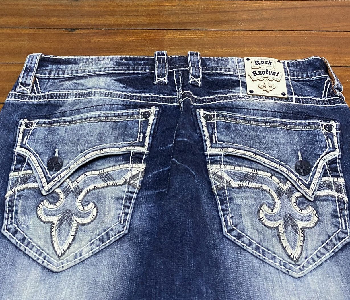 Very Rare Vintage Rock Revival Bleach Flared Jeans 1990s