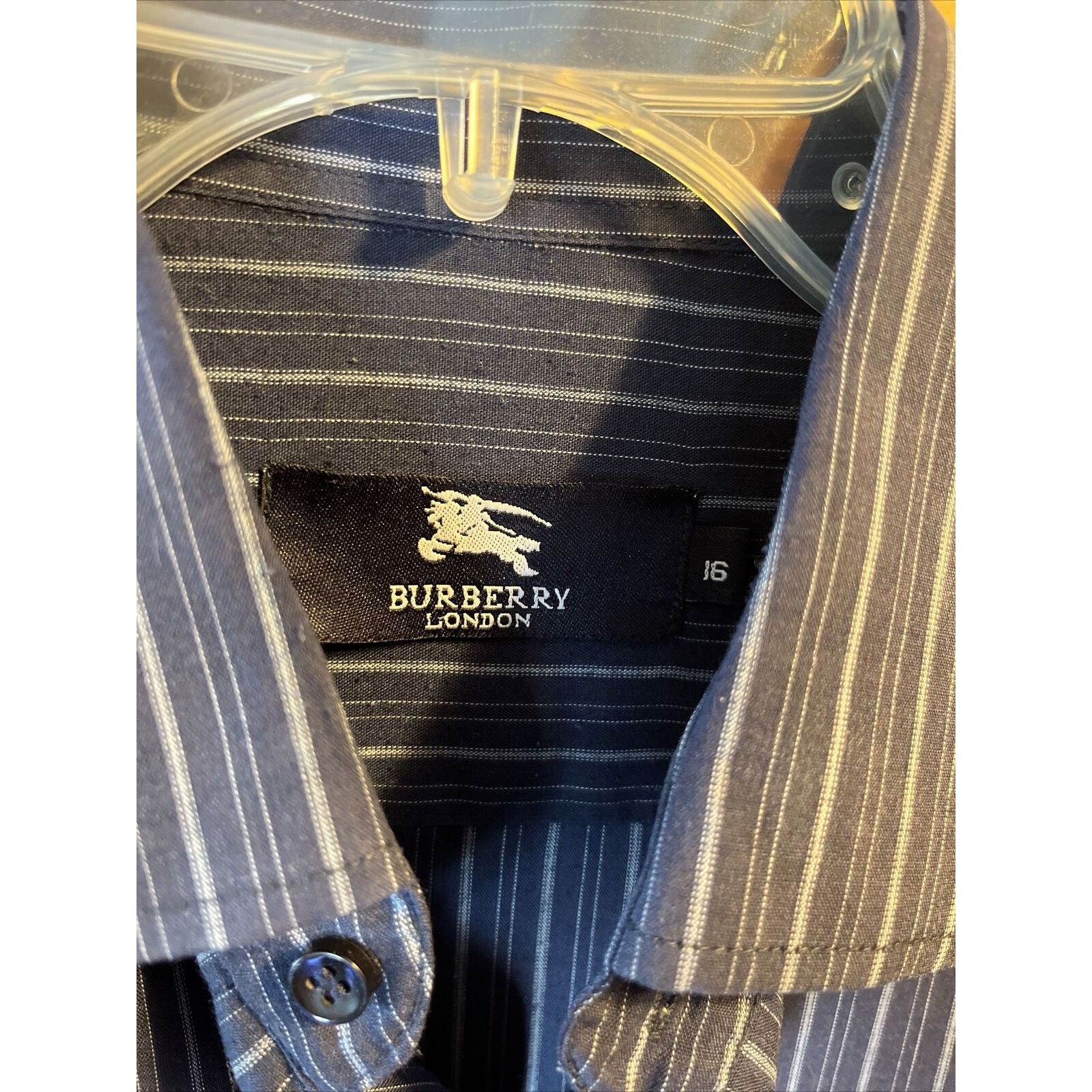 Burberry Burberry London Men’s 16 Blue Striped LS Button Cotton Shirt Size US L / EU 52-54 / 3 - 13 Thumbnail
