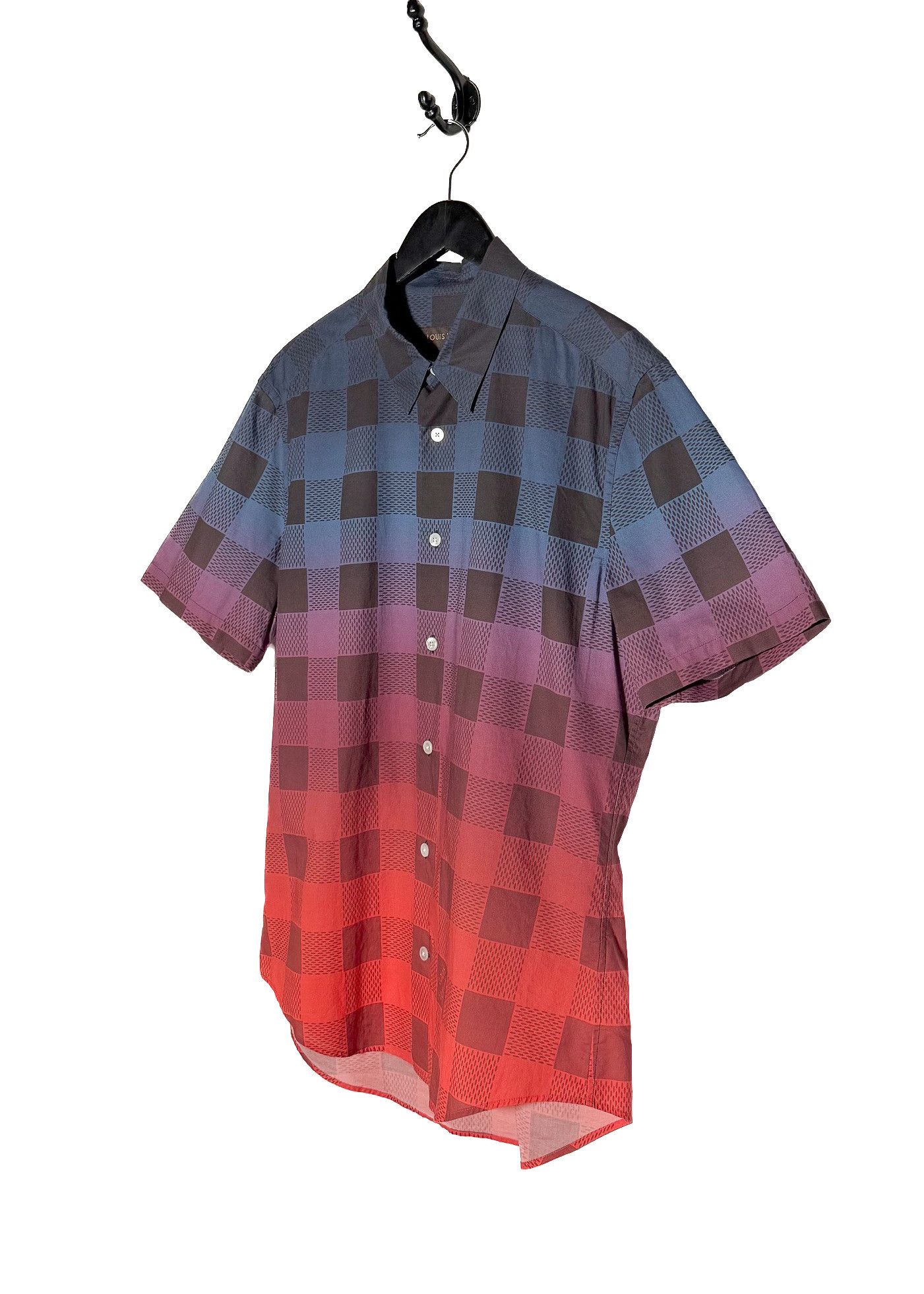 Louis Vuitton Louis Vuitton 2014 Gradient Plaid Print Short Sleeves Shirt Size US XL / EU 56 / 4 - 2 Thumbnail
