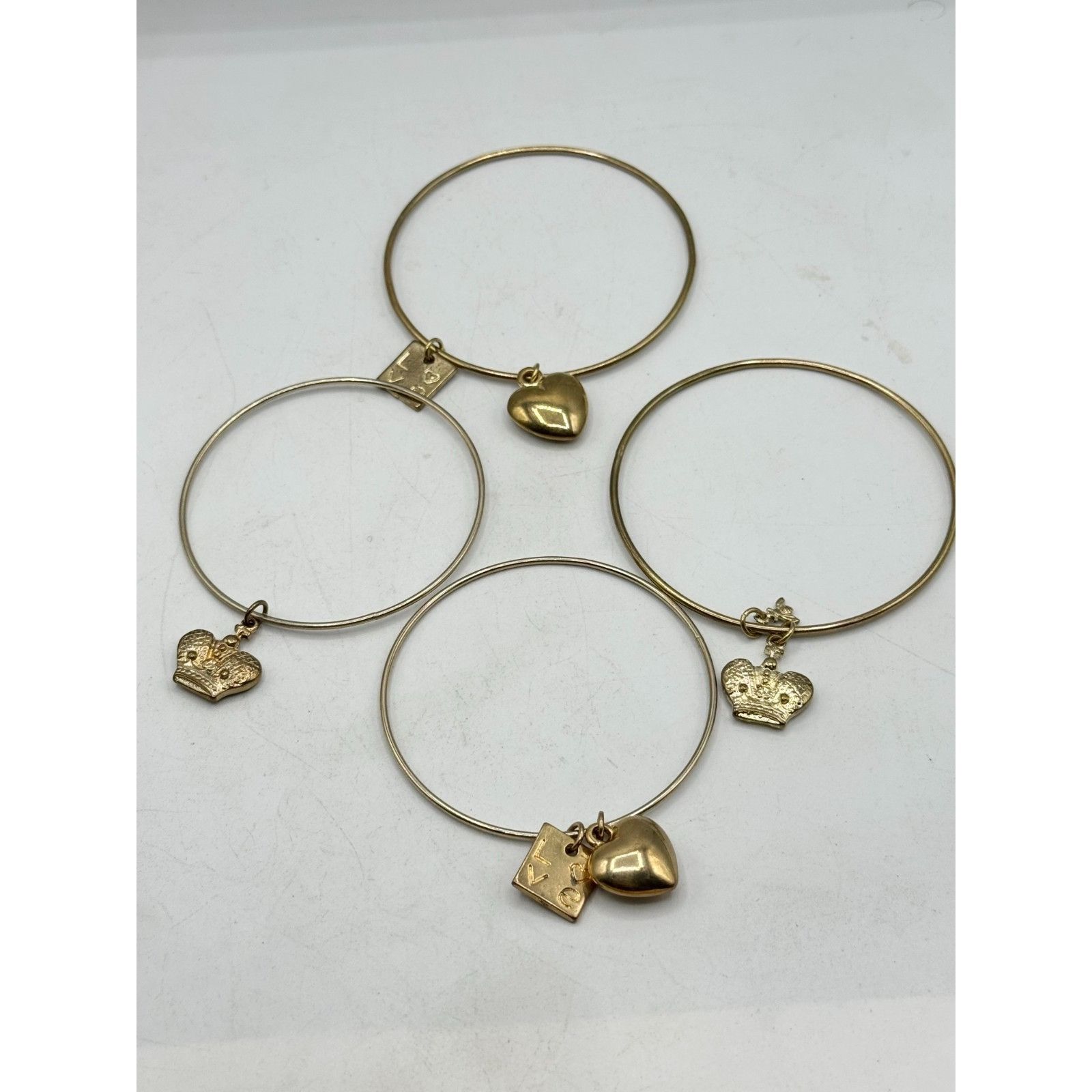 Other Gold puffy heart love crown charm bangle bracelet set of 4 Size ONE SIZE - 4 Thumbnail