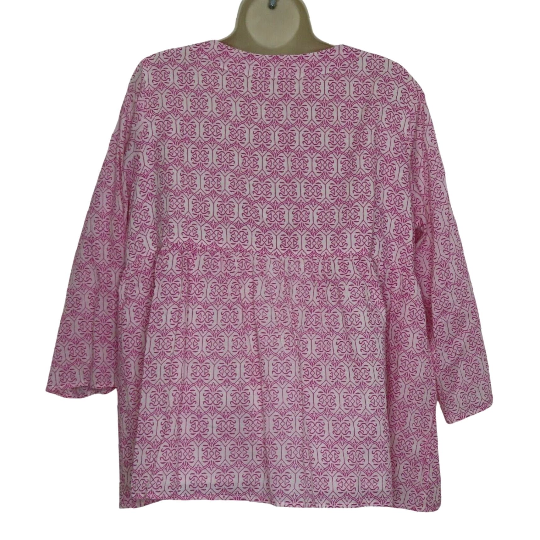 Pinko Hazel Women Large Pink Embroidered Keyhole Blouse Tassels Shirt Top Tunic Blouse Size L / US 10 / IT 46 - 5 Thumbnail
