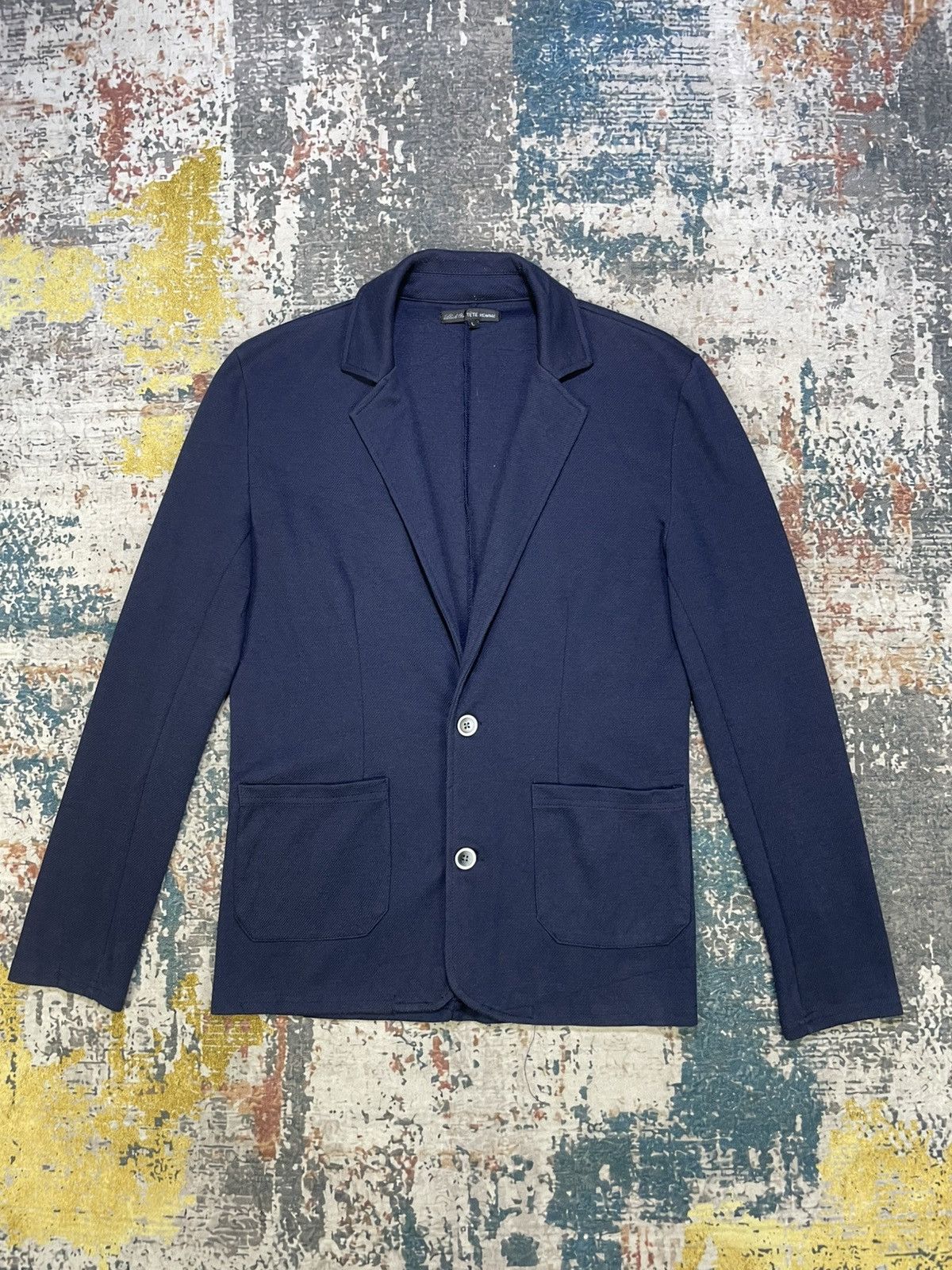 Tete Homme Black On Tete Homme Stretch Knit Blazer Size US M / EU 48-50 / 2 - 4 Thumbnail