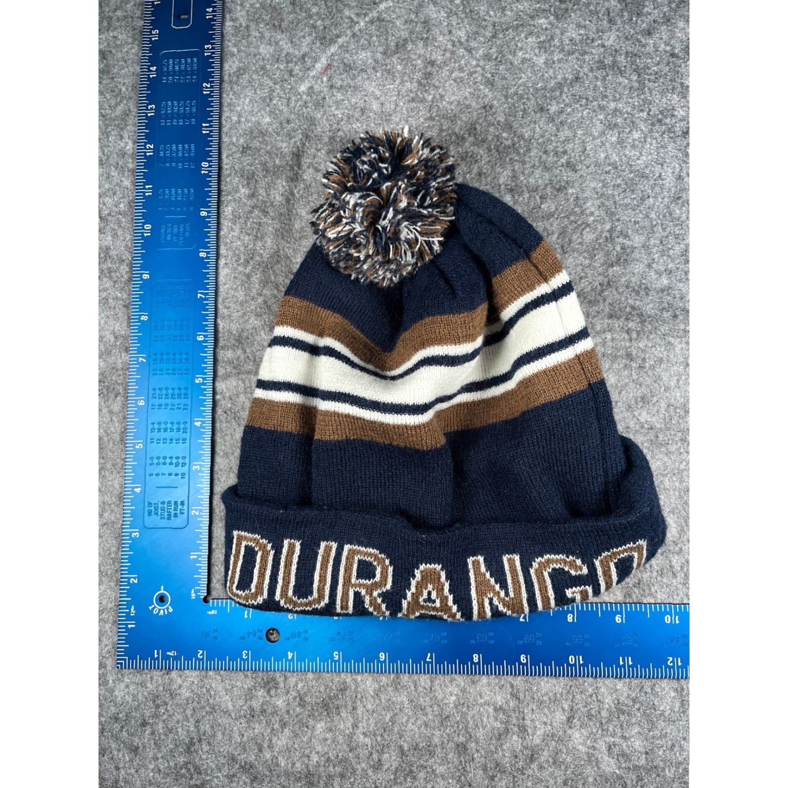 Durango Dimco Apparel Beanie Adult One Size Blue Brown Stripe Knit 100% Polyester Pom Hat/Cap Mens Womens Unisex Outdoors Ski Colorado Durango Beanie Toque Size ONE SIZE - 5 Thumbnail