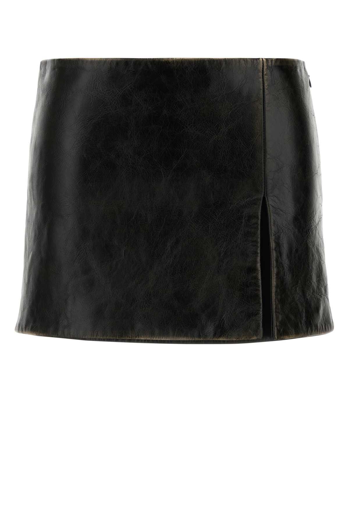 Miu Miu Black Leather Mini Skirt Size 27" / US 4 / IT 40 - 1 Thumbnail