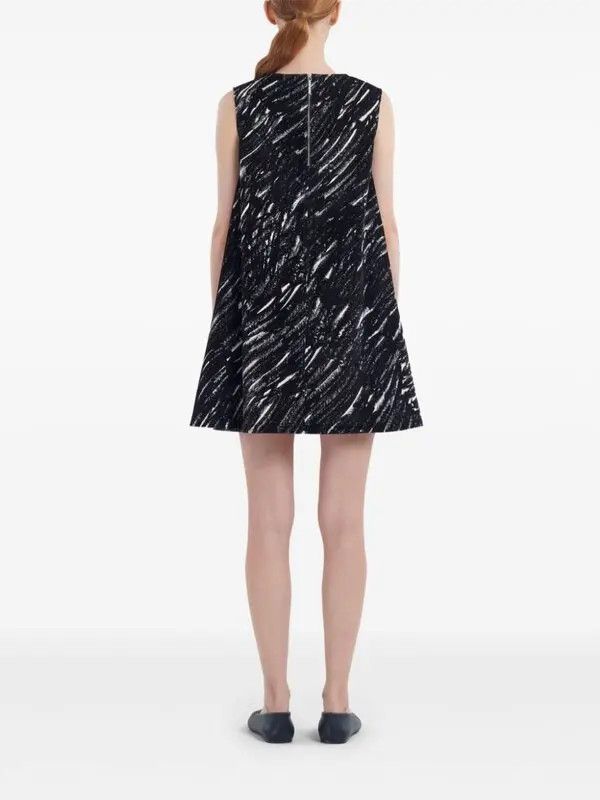 Marni o1w1db11125 Abstract Print Mini Dress in Black Size M / US 6-8 / IT 42-44 - 4 Thumbnail