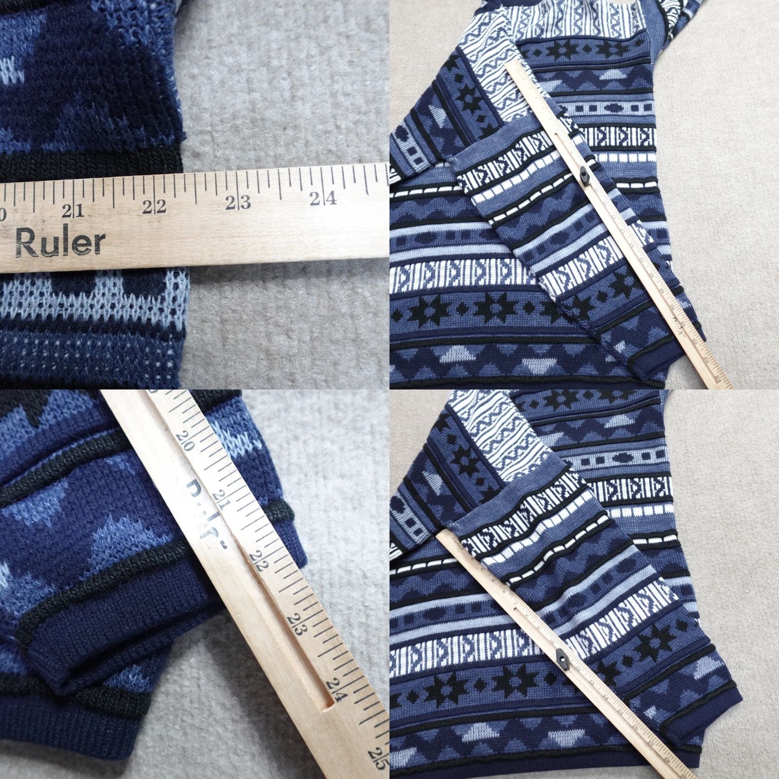 Vintage VINTAGE J.J. Poole Sweater Medium Blue Geometric 3D Made in USA Mens Pullover Knit Acrylic Geometric 3D Blue USA M Size US M / EU 48-50 / 2 - 8 Thumbnail