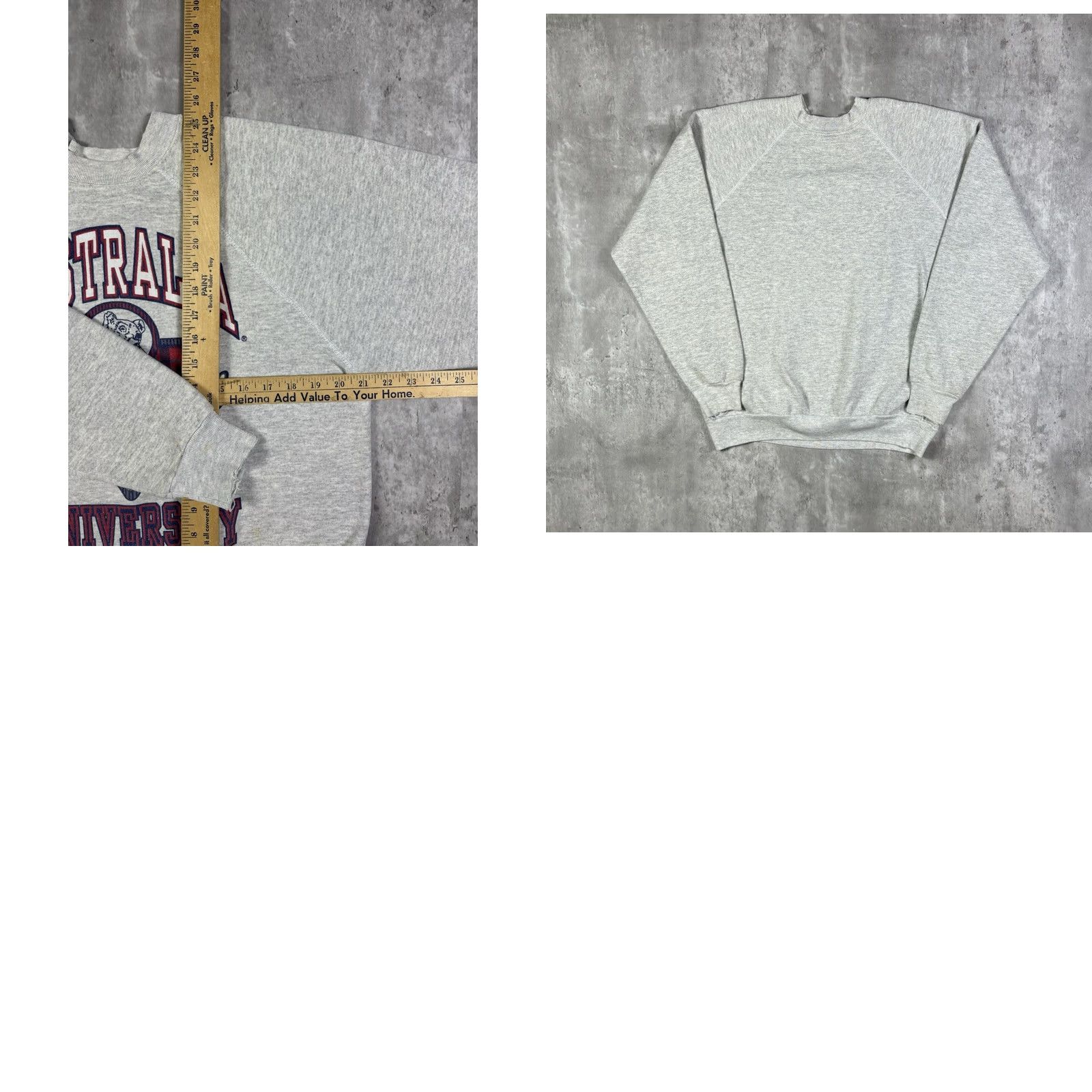 Hanes VINTAGE University Sweatshirt Gray Pullover L Hanes Men 80s 90s Graphic Print College Football Hardwearing Wool Blend? Size US L / EU 52-54 / 3 - 8 Thumbnail
