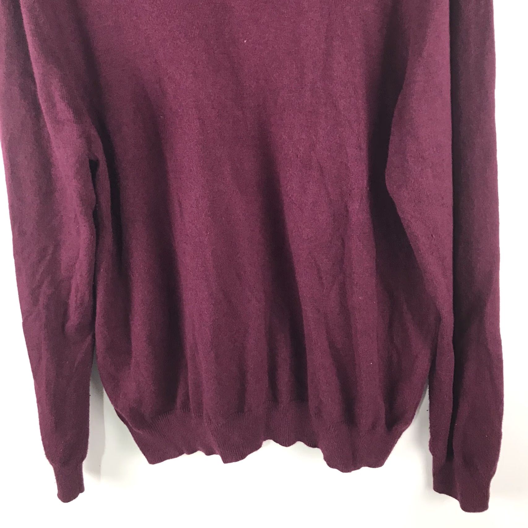 Vintage VINTAGE Alan Flusser Men’s Sweater Pullover Knit V-Neck Cashmere Cotton Fall Winter Spring Size L Burgundy Size US L / EU 52-54 / 3 - 3 Thumbnail