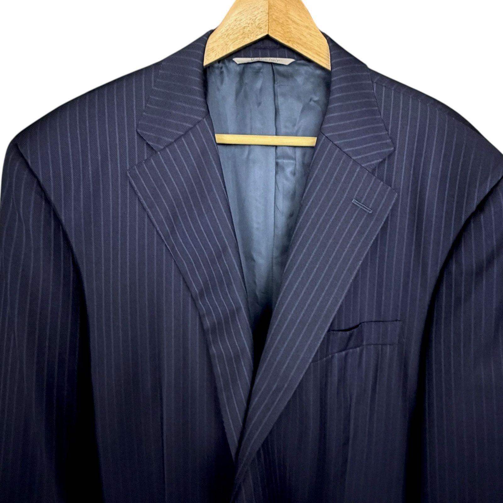 Canali Canali Blazer 48R Blue Pinstripe Water Resistant 100% Wool Size 48R - 3 Thumbnail