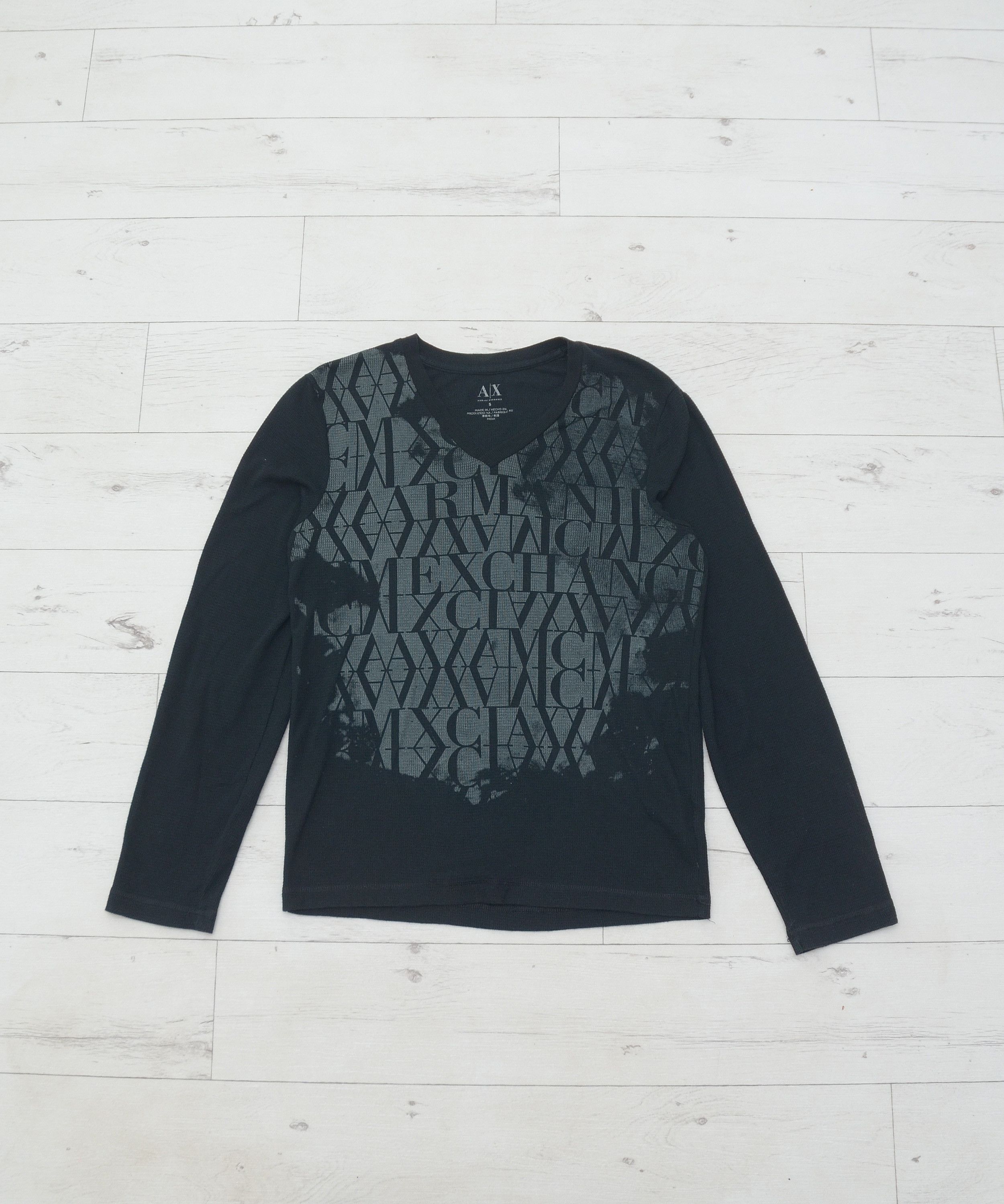 Armani Exchange × Vintage Vintage Armani Exchange A|X Black Long Sleeve Y2K Printed Size US S / EU 44-46 / 1 - 1 Thumbnail