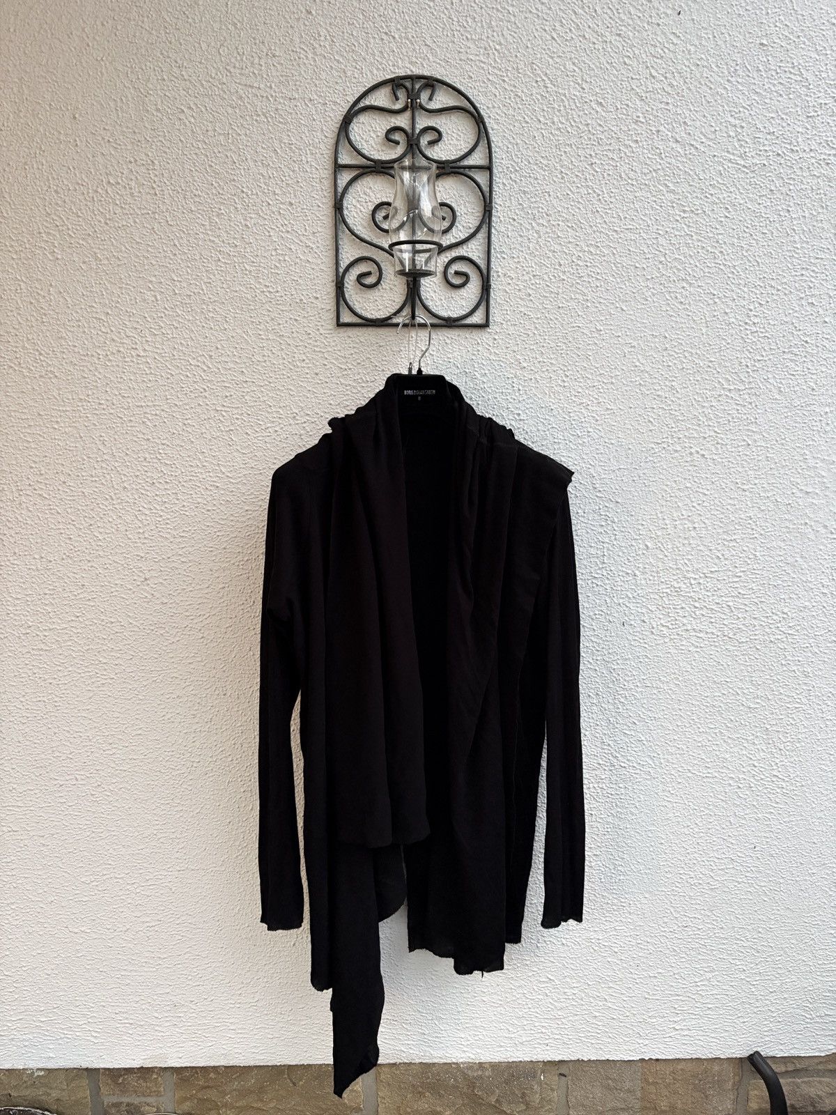 Julius 7 Black Cotton Rib Cardigan