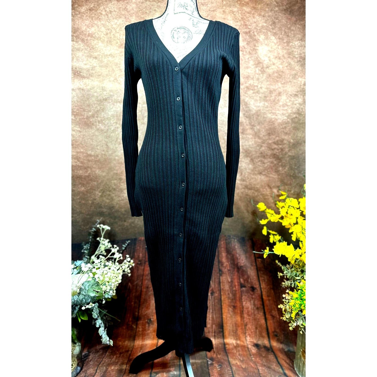 Other LITA By Ciara Rib Cardigan Button Front Midi Dress Black M Size M / US 6-8 / IT 42-44 - 9 Thumbnail
