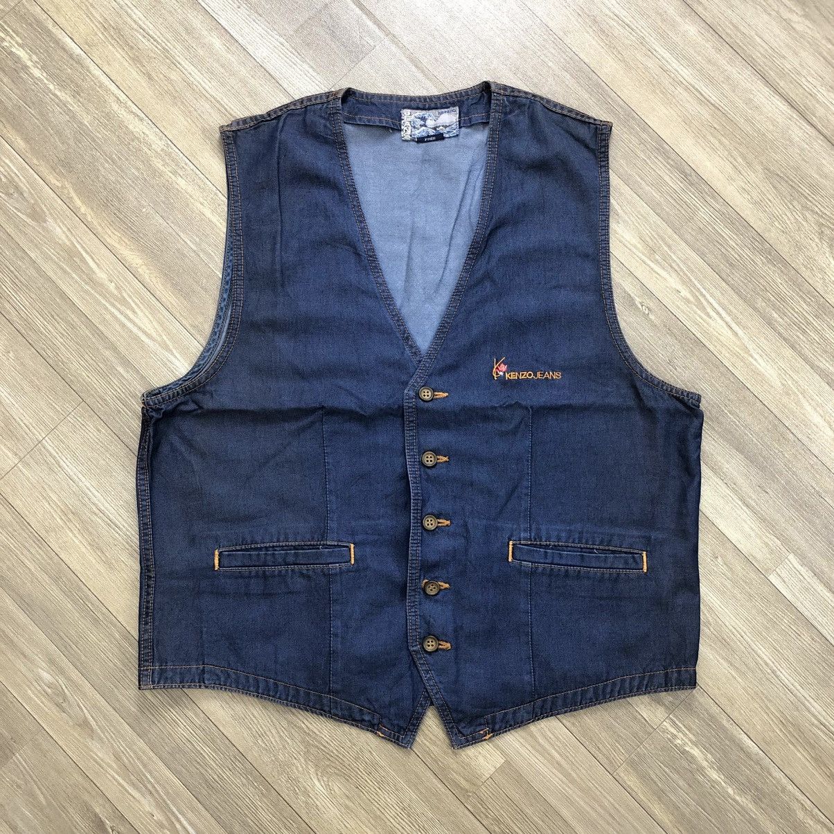 Japanese Brand × Kenzo × Vintage Vintage Kenzo Jeans Asian Double Pocket Denim Vest Size M / US 6-8 / IT 42-44 - 1 Thumbnail