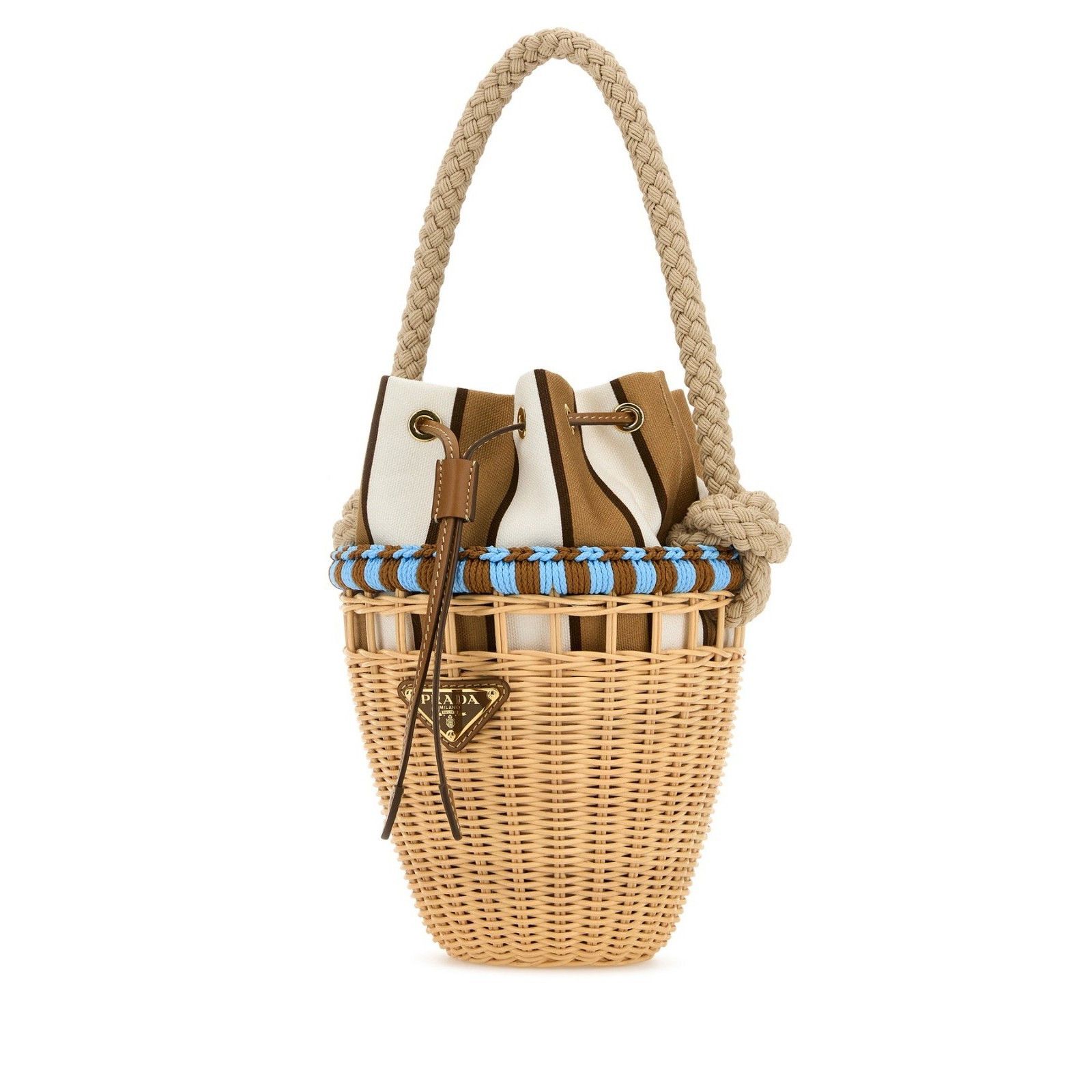 Prada PRADA Mini Basket Beige Brown Wicker Shopper Shoulder Bag Ne Size ONE SIZE - 2 Thumbnail