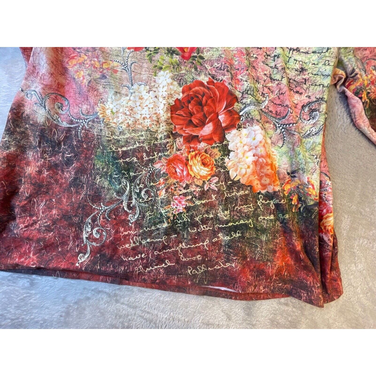 Other Jessica Max Women's 3/4 sleeves Floral Top Size XL Size XL / US 12-14 / IT 48-50 - 4 Thumbnail