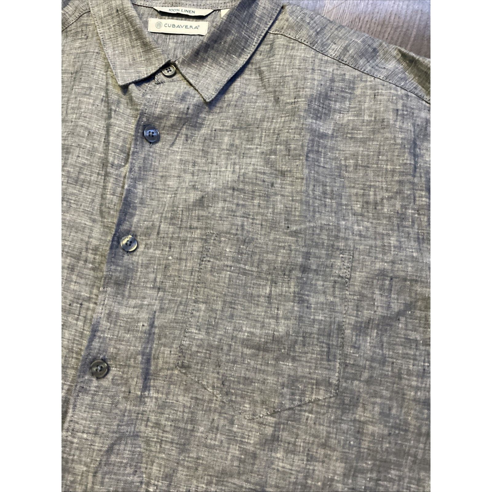 Cubavera Cubavera Shirt Mens Medium Blue Chambray Short Sleeve Button Size US M / EU 48-50 / 2 - 3 Thumbnail