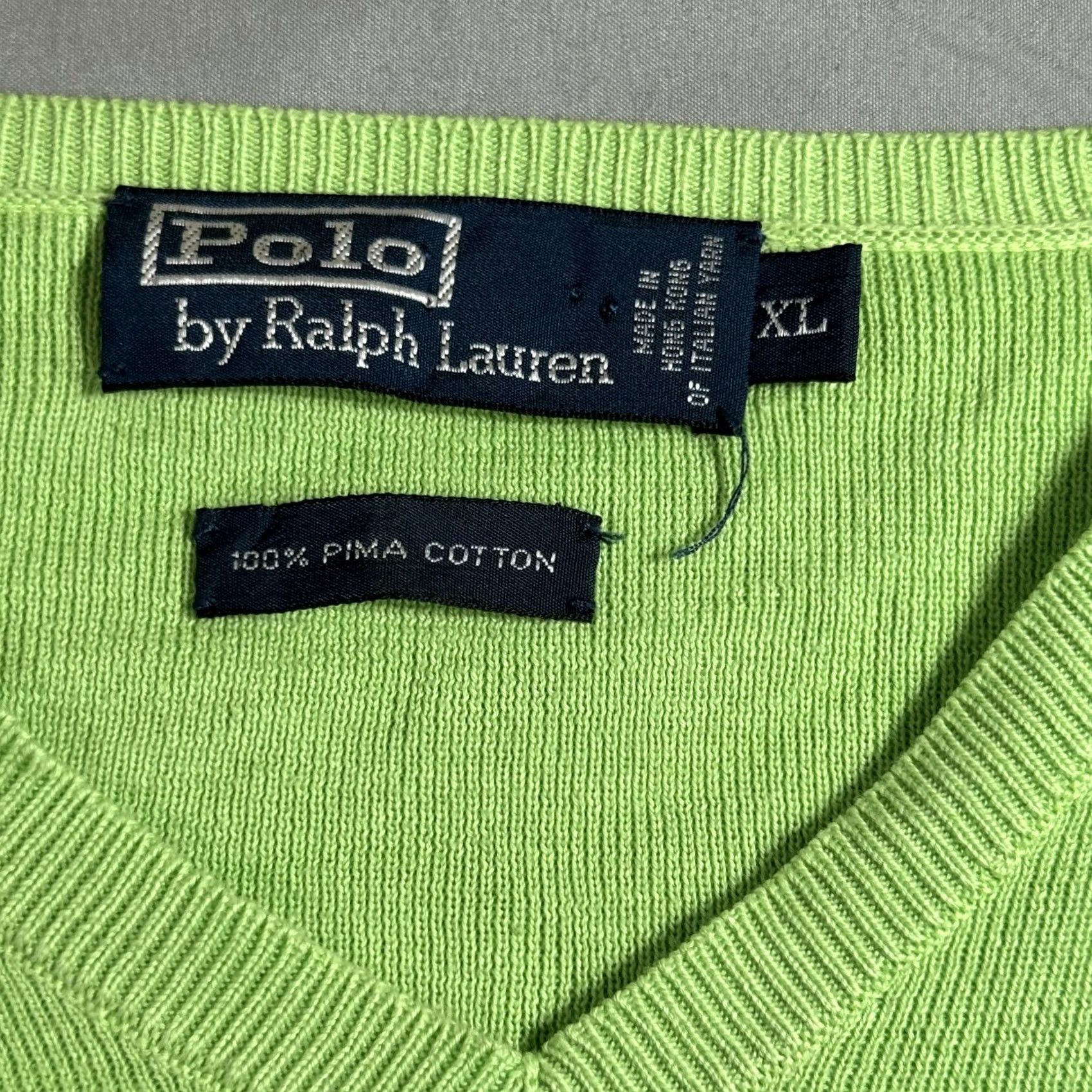 Polo Ralph Lauren VINTAGE Polo Ralph Lauren Sweater Mens XL Green V-Neck 100% Pima Cotton Pullover Knit Size US XL / EU 56 / 4 - 7 Thumbnail