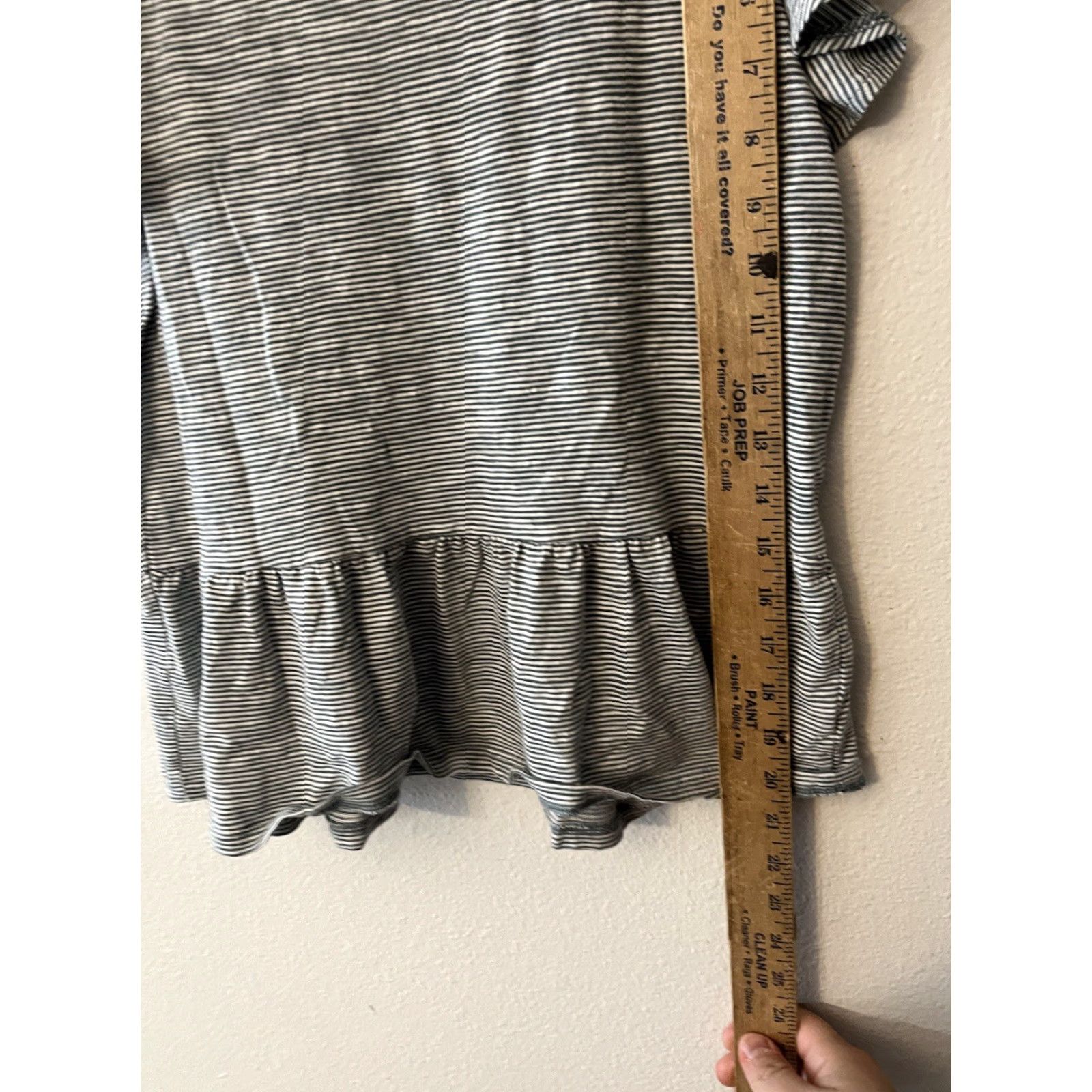 Ann Taylor Ann Taylor Loft Women Shirt XS Gray Cotton Short Sleeve Ruffle Casual Womens Size XS / US 0-2 / IT 36-38 - 5 Thumbnail