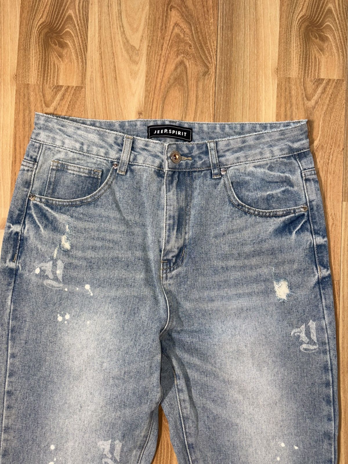 Japanese Brand Jeep Spirit Distressed Paint Splatter Jeans Y2K Streetwear Size US 30 / EU 46 - 3 Thumbnail