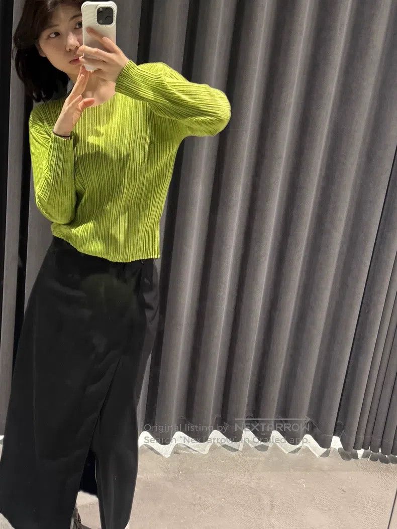 Issey Miyake Issey Miyake Quilted Avocado Green Top Size L / US 10 / IT 46 - 9 Thumbnail