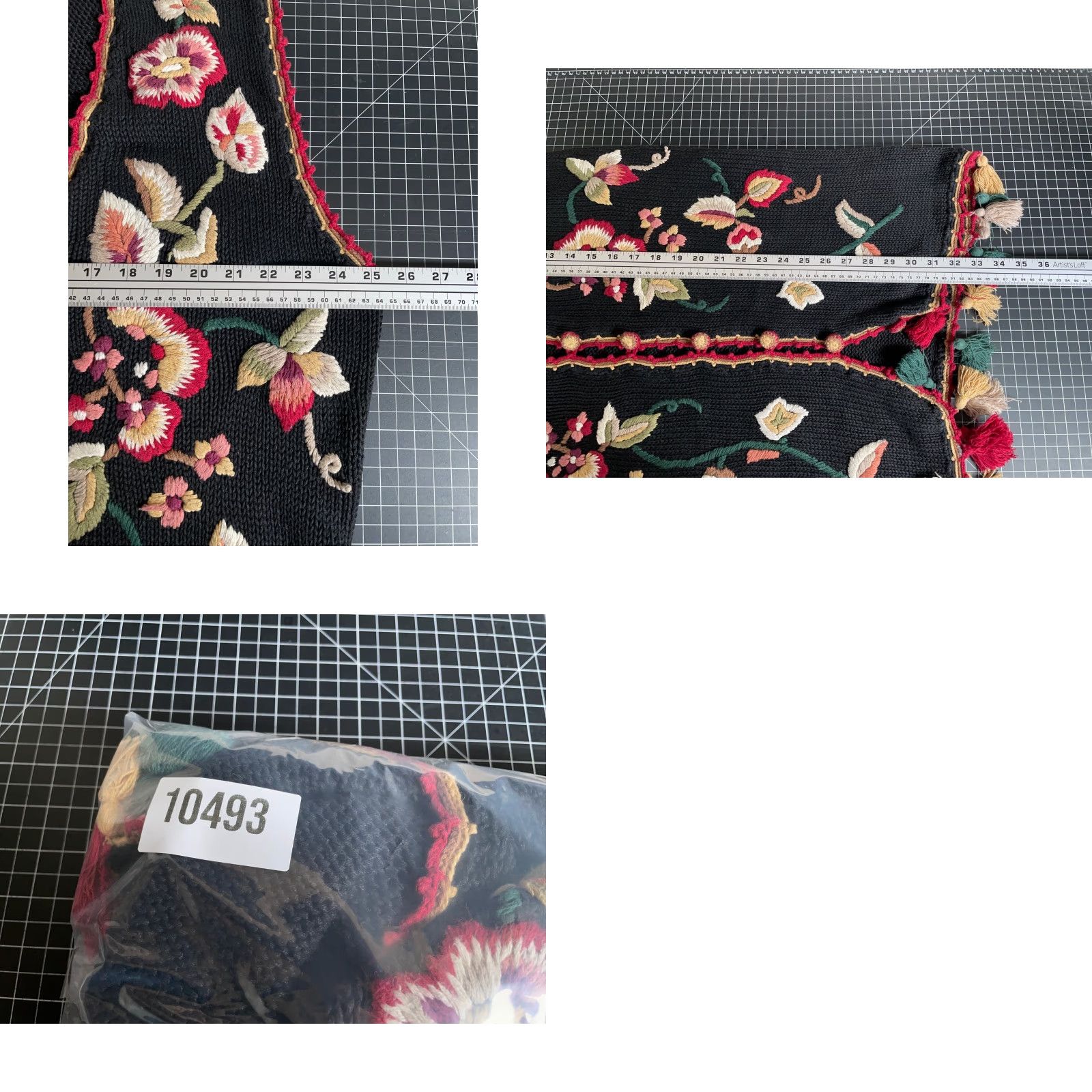 Vintage VINTAGE Jacque & Koko Floral Embroidered Sweater Vest Women's 18 / 20 Black Tassel Fringe Chunky Knit Shirt Womens Plus 90s Flower Retro Knitted Vest Size XXL / US 16-18 / IT 52-54 - 8 Thumbnail