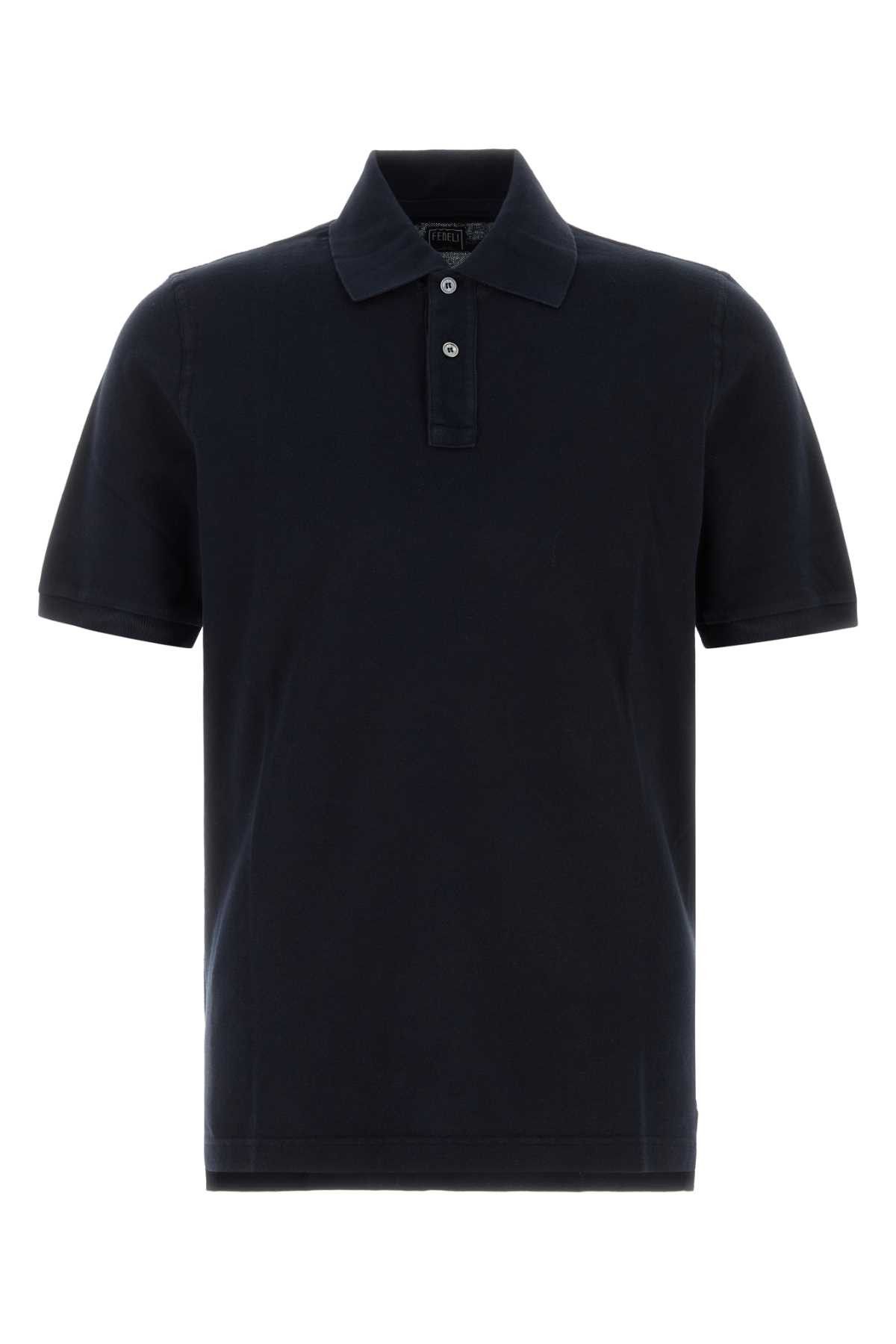 Fedeli Navy Blue Piquet Polo Shirt Size US L / EU 52-54 / 3 - 1 Thumbnail