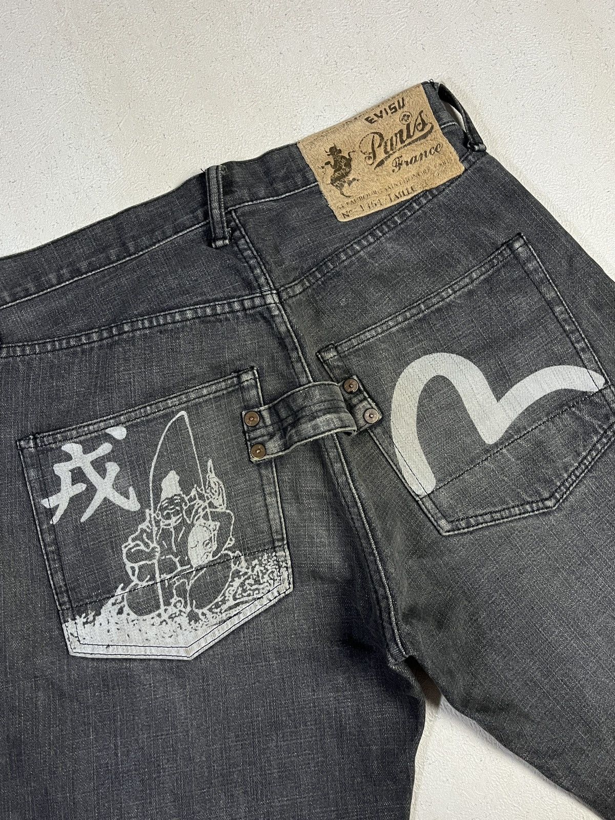 Evisu Paris Seagull Black Washed Jeans