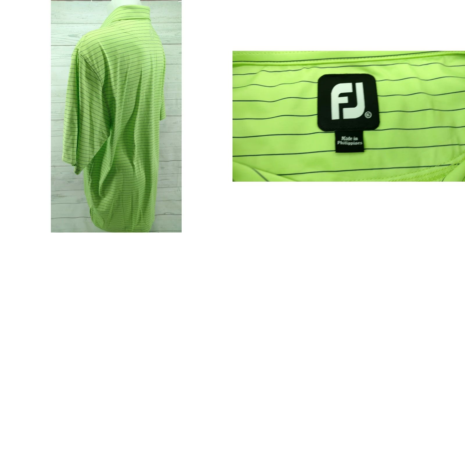 Footjoy FootJoy XL Men's Polo Shirt Golf Lime Green Striped Size US XL / EU 56 / 4 - 8 Thumbnail