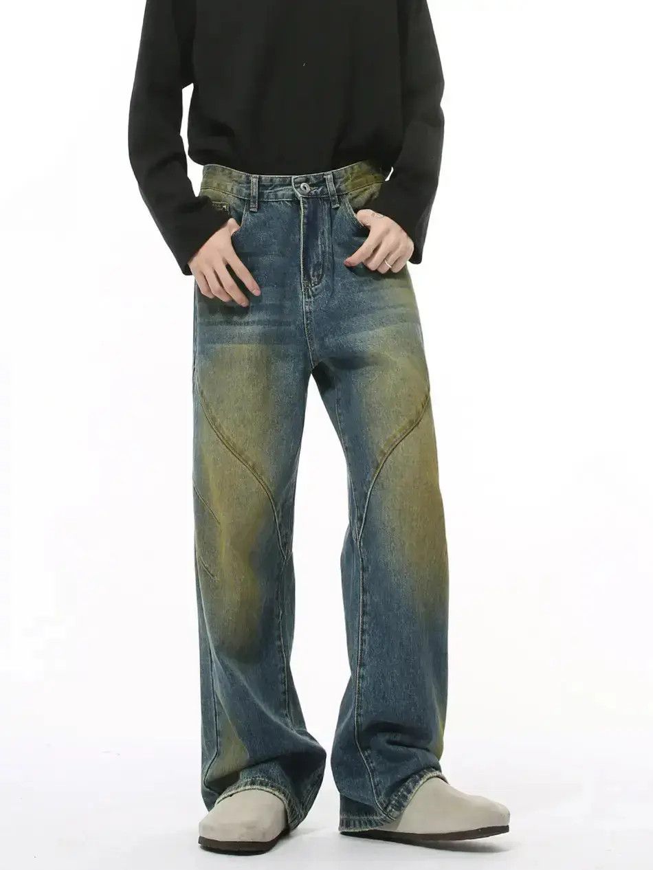 Japanese Brand Retro loose straight leg gradient jeans Size US 32 / EU 48 - 1 Thumbnail