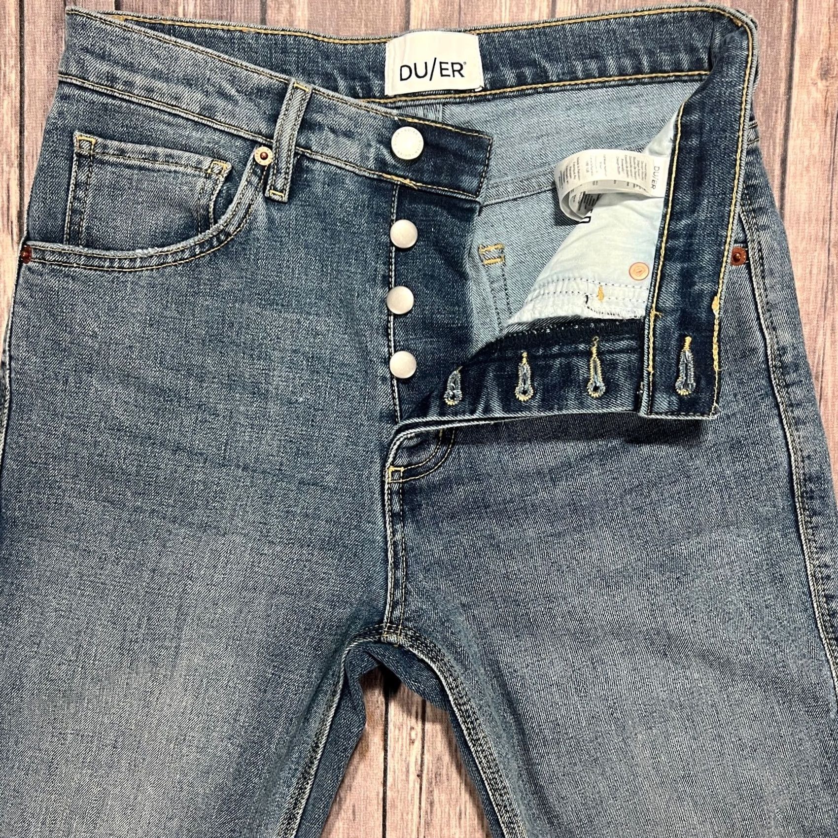 Vintage DU/ER High Rise Straight Jeans 27x27 Blue Denim Midweight Stretch Woman Regular 5-Pocket Vintage No Size 27" / US 4 / IT 40 - 3 Thumbnail