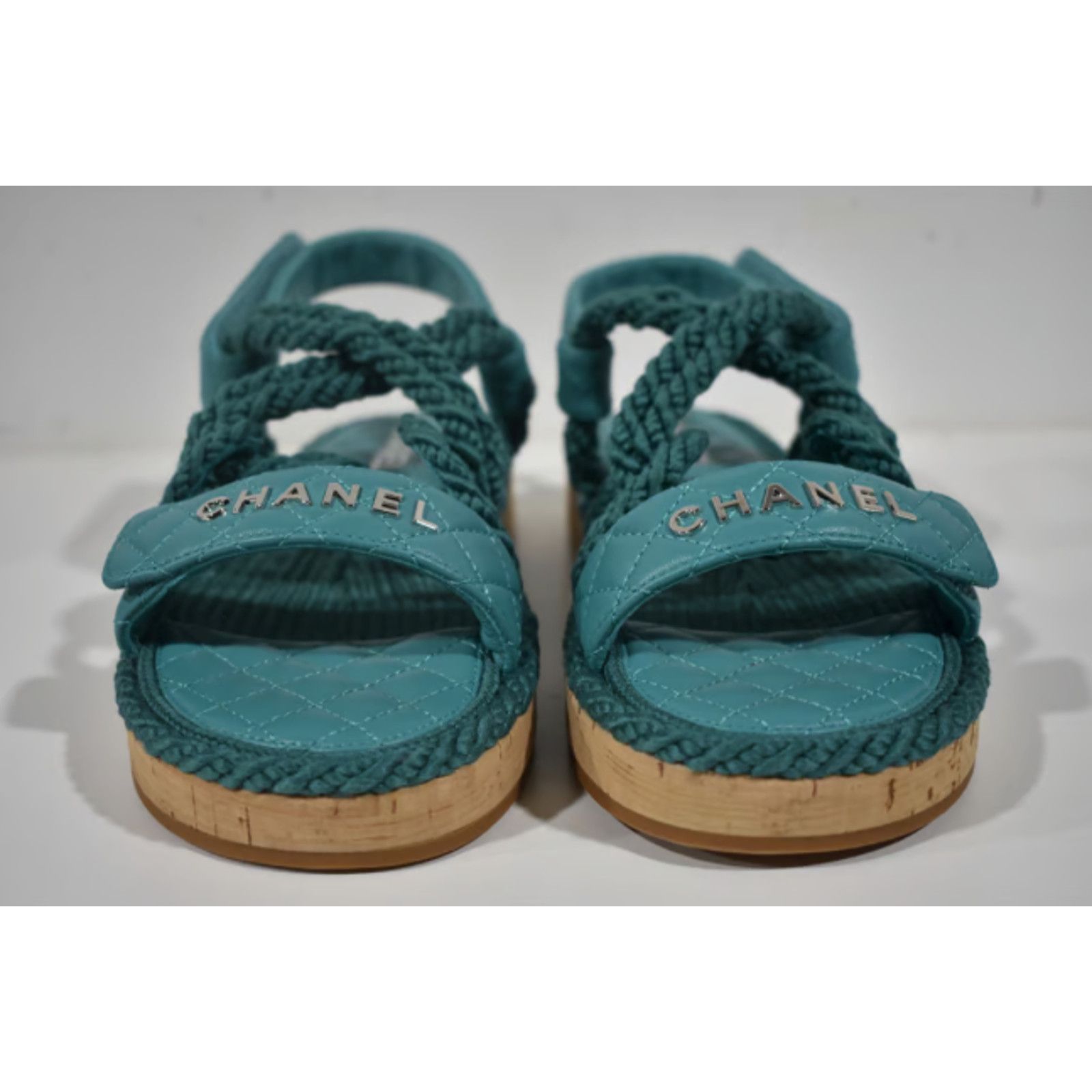 Chanel Chanel 21S Dad Green Blue Cord Rope CC Quilted Mule Size US 10 / IT 40 - 8 Thumbnail