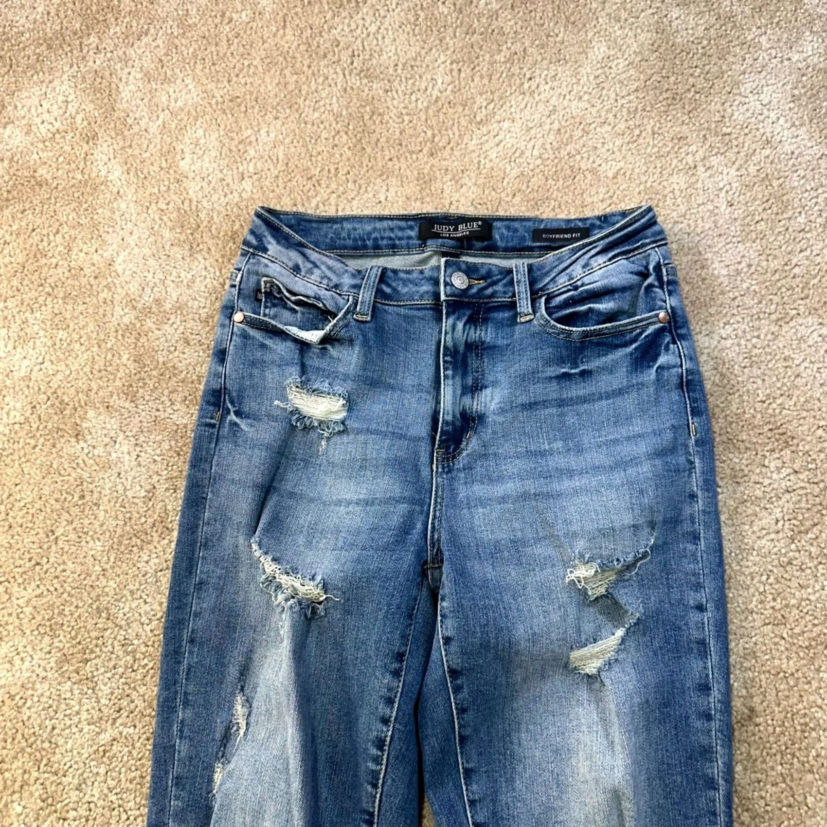 Vintage Judy Blue Women’s High Rise Boyfriend Jeans 5/27 Blue Denim Stretch Slim 27in 29in 5-Pocket Classic Cotton Blend Junior Size 5, 27,Womens, Jeans Size 27" / US 4 / IT 40 - 3 Thumbnail