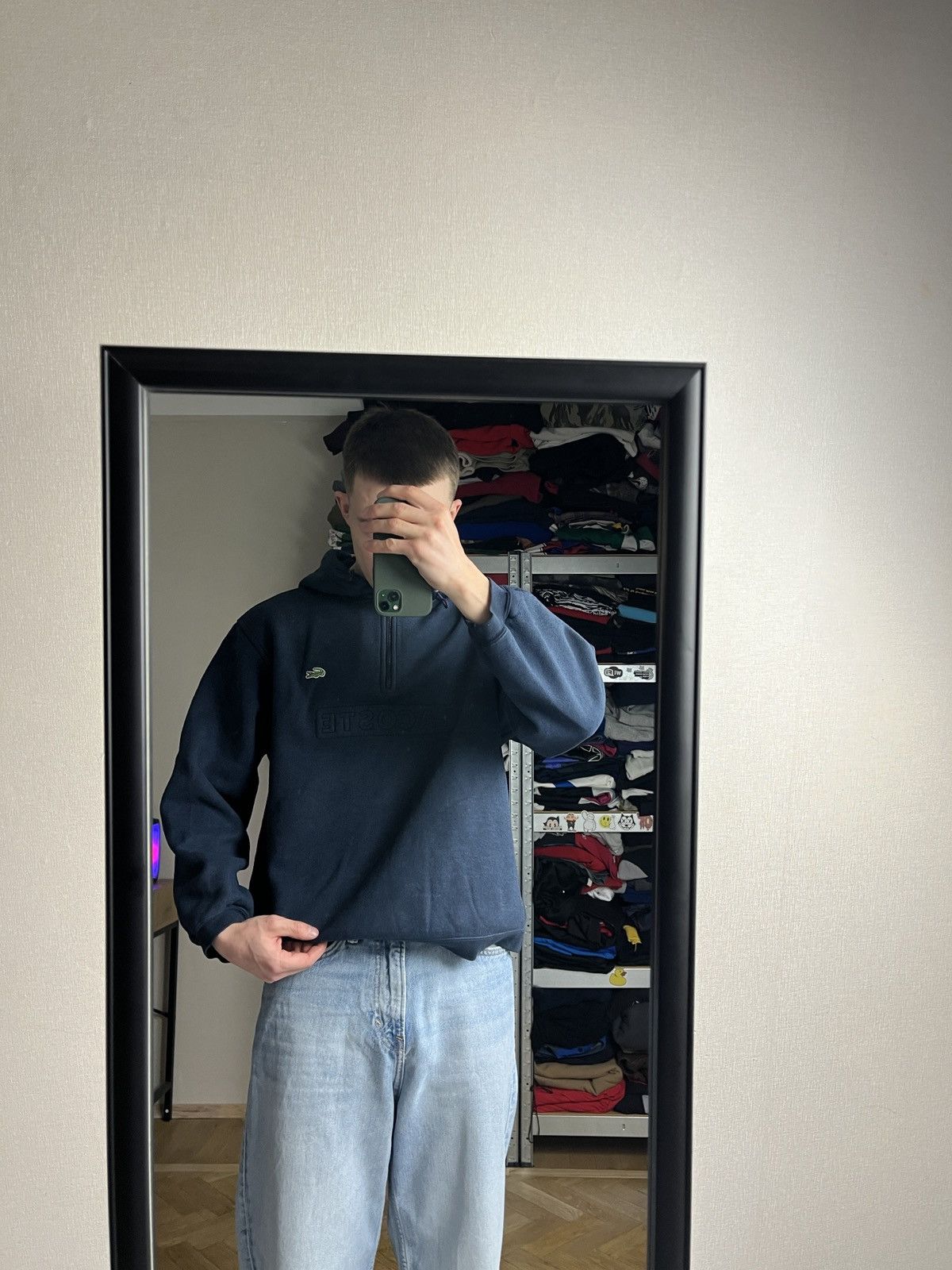 Lacoste × Vintage Vintage Lacoste 1/4 Zip Hoodie Faded Big Logo Y2K Size US S / EU 44-46 / 1 - 2 Thumbnail