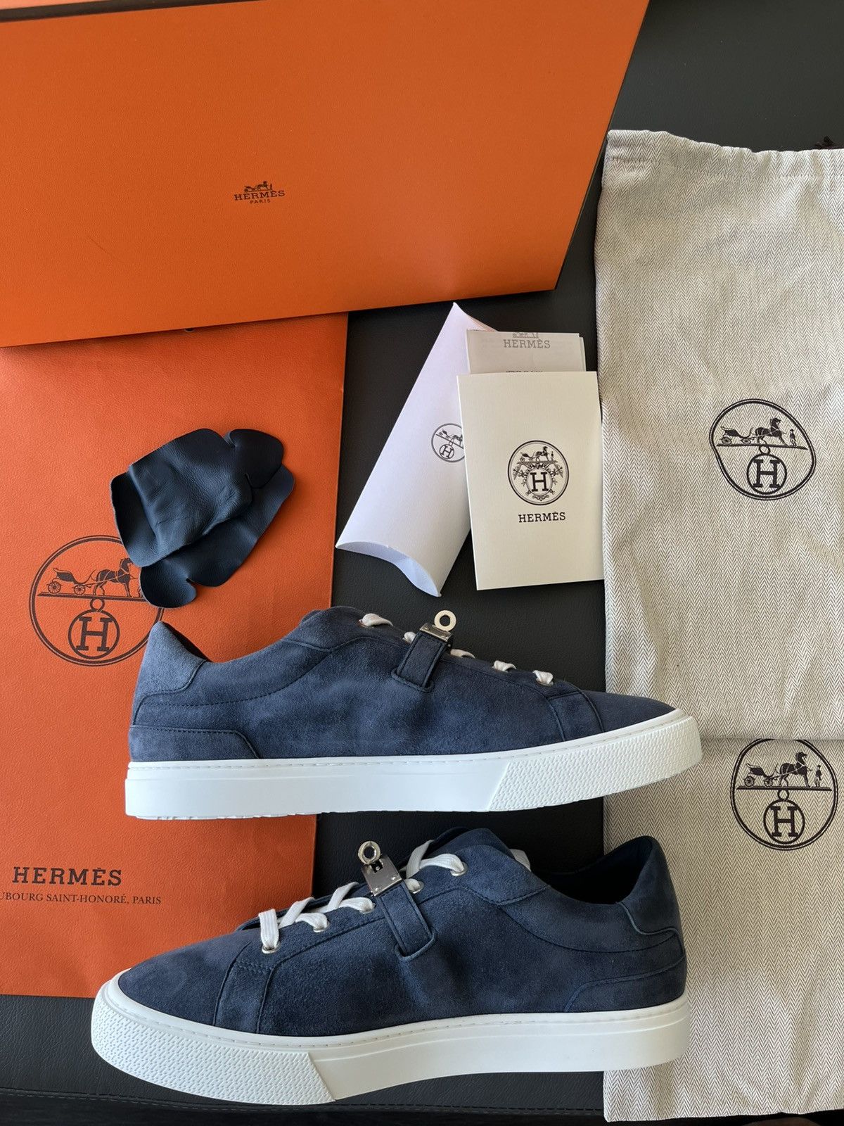 Hermes Day Sneaker Suede Chevre Velours Blue Celeste