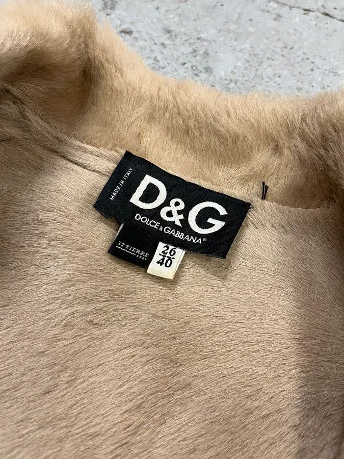 Dolce & Gabbana 2000s Dolce & Gabbana Beige Fur Collar Camel Leather Jacket Size M / US 6-8 / IT 42-44 - 9 Thumbnail