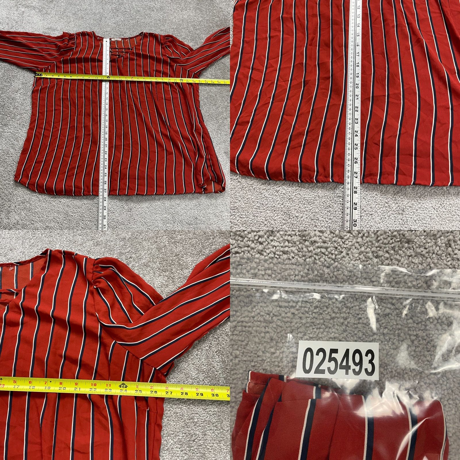 Vintage Maurices Blouse Shirt Womens 3 Red Striped V-Neck Long Sleeve Tunic Casual Top Size XS / US 0-2 / IT 36-38 - 8 Thumbnail